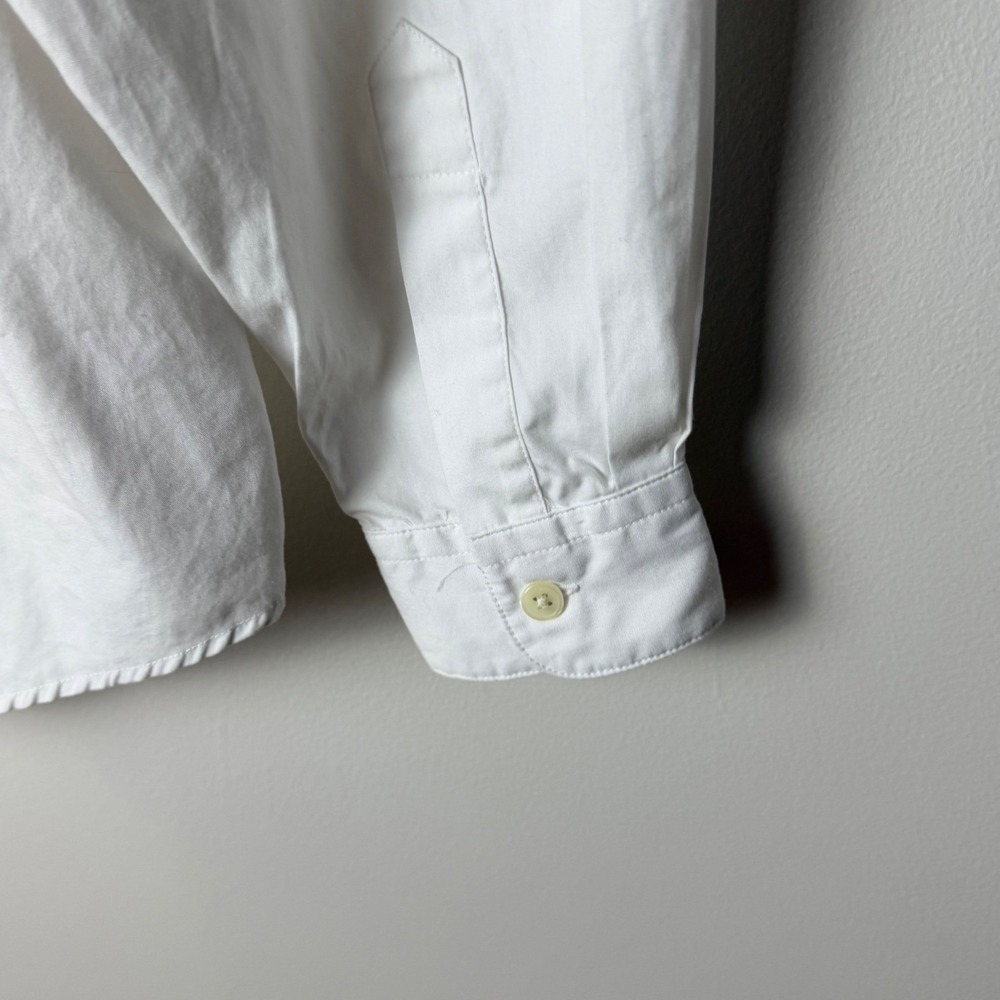 VTG 90s Eddie Bauer Embroidered Heart Ruffle Collar Blouse Large Cottage Prairie - Picture 10 of 14